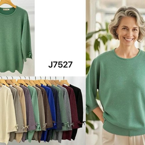 Свитер Anne-Kiss me (L-2XL) J7527 mix (деми) Anne-Kiss me J7527 mix