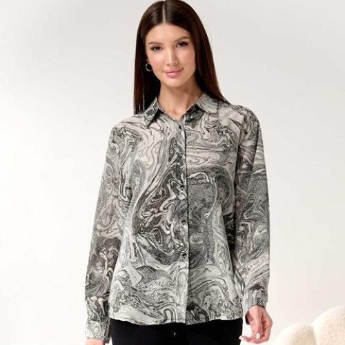 Рубашка Style Nadezhda (XL-4XL) 8803 grey (деми) Style Nadezhda 8803 grey