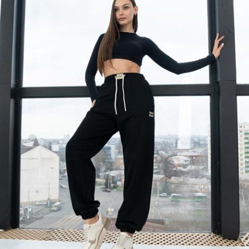 Штаны спорт AZNA (S-XL) Б28 black (деми) AZNA Б28 black