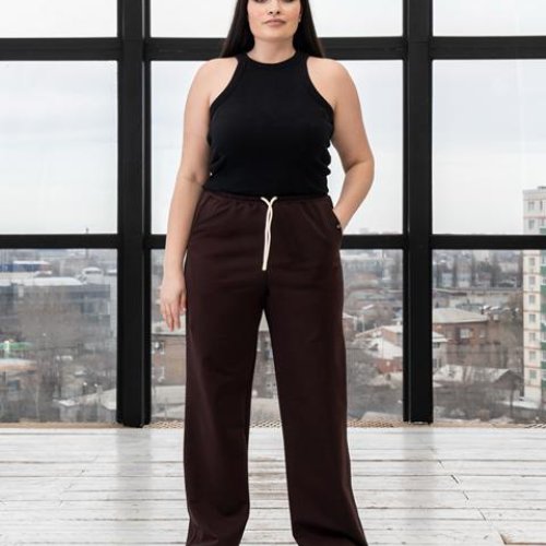 Штаны спорт AZNA (XL-4XL) Б56 brown (деми) AZNA Б56 brown