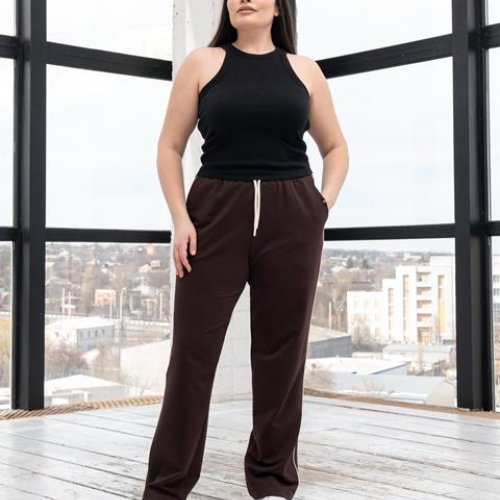 Штаны спорт AZNA (XL-4XL) Б51 brown (деми) AZNA Б51 brown