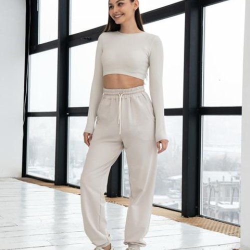 Штаны спорт AZNA (S-XL) Б41 beige (деми) AZNA Б41 beige