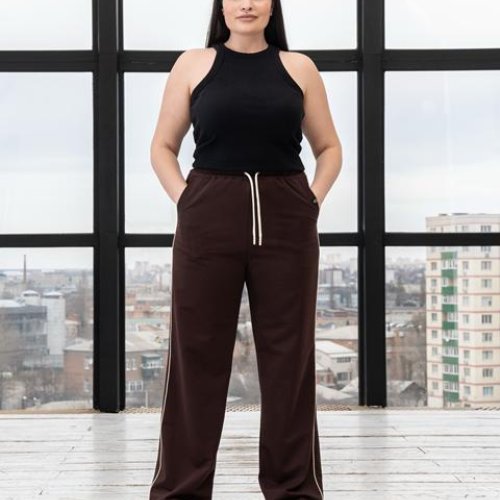 Штаны спорт AZNA (XL-4XL) Б57 brown (деми) AZNA Б57 brown