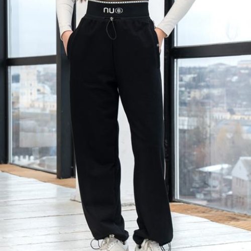 Штаны спорт AZNA (S-XL) Б18 black (деми) AZNA Б18 black