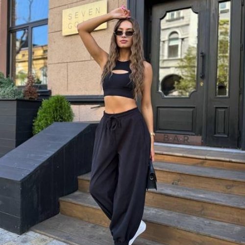 Штаны спорт Arina (42-48) 1655 black (деми) Arina 1655 black