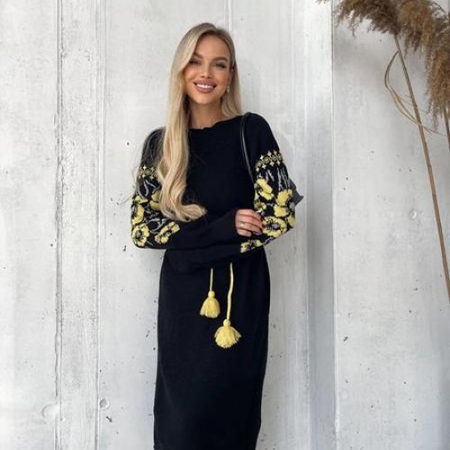 Платье LiZa Brend (44-52) 1107 black-yellow (зима) LiZa Brend 1107 black-yellow