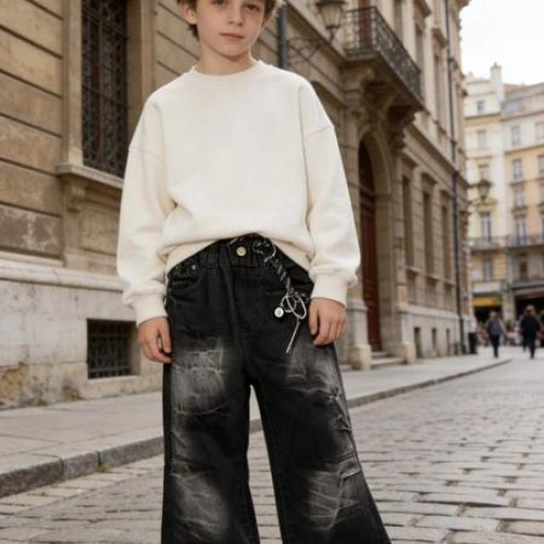 Джинсы Yalisi (120-170) 7712-1 black (деми) Yalisi 7712-1 black