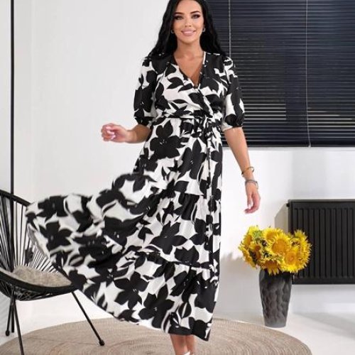 Платье Arina (42-50) 1620 white-black (лето) Arina 1620 white-black