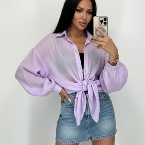 Рубашка Lora (one size) LR1006 lilac (деми) Lora LR1006 lilac