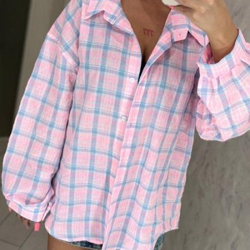 Рубашка Lora (44-48) LR1017 pink (деми) Lora LR1017 pink