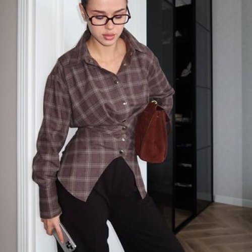 Рубашка Style Nadezhda (S-L) 033 brown (деми) Style Nadezhda 033 brown