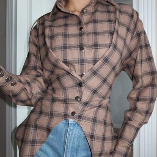 Рубашка Style Nadezhda (S-L) 033-1 l.brown (деми) Style Nadezhda 033-1 l.brown