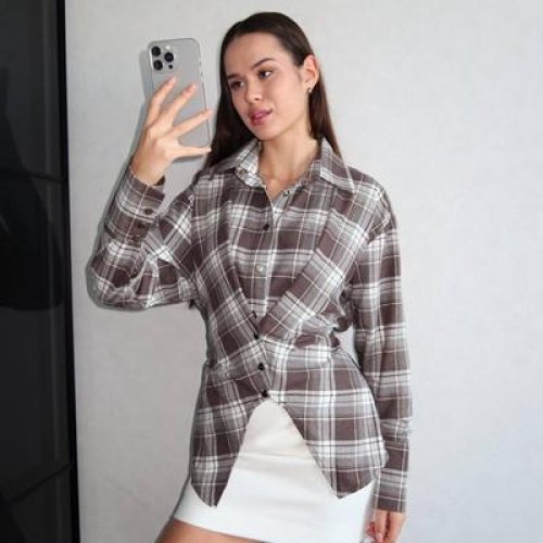 Рубашка Style Nadezhda (S-L) 033-2 brown (деми) Style Nadezhda 033-2 brown