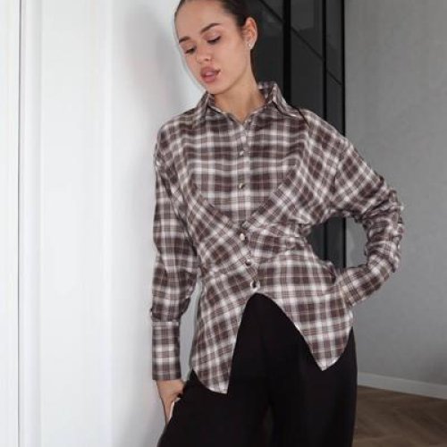 Рубашка Style Nadezhda (S-L) 033-3 brown (деми) Style Nadezhda 033-3 brown