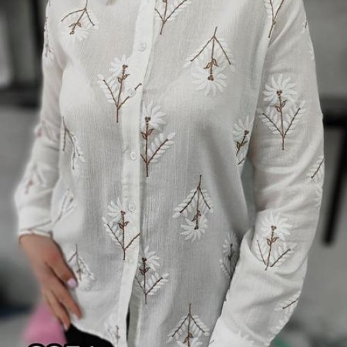 Рубашка MMC clothes (42-48) 2851 white-brown (деми) MMC clothes 2851 white-brown