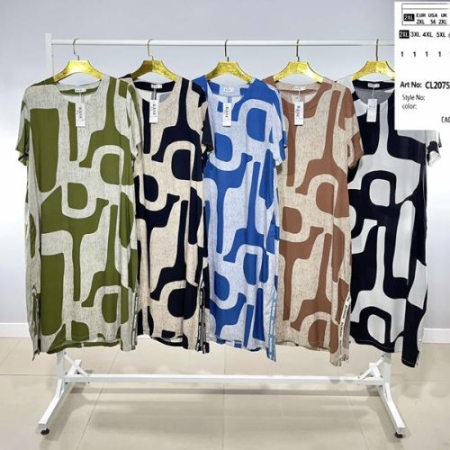 Платье BASE (2XL-6XL) CL2075 beige-black (лето) BASE CL2075 beige-black