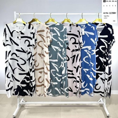 Платье BASE (2XL-6XL) CL7308 blue (лето) BASE CL7308 blue