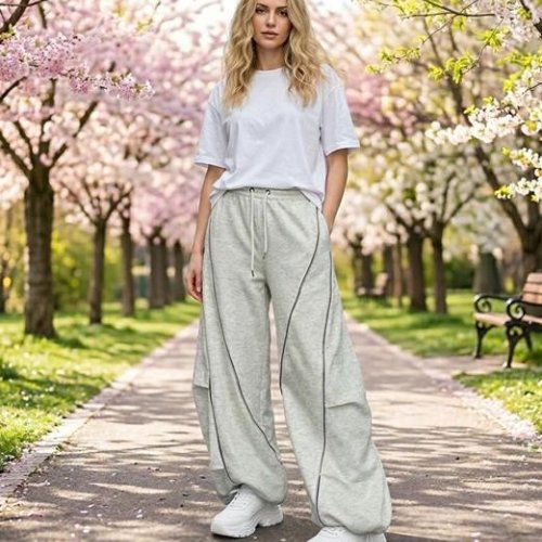 Штаны спорт Lora (M-L) LR1192 grey (деми) Lora LR1192 grey