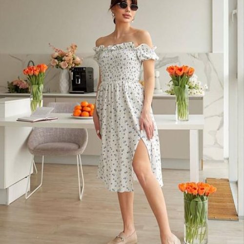 Платье Arina (42-48) 1495 white-navy (лето) Arina 1495 white-navy