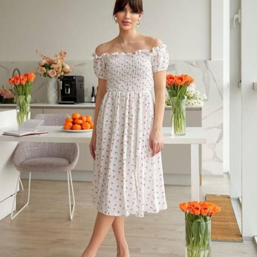 Платье Arina (42-48) 1495 white-pink (лето) Arina 1495 white-pink