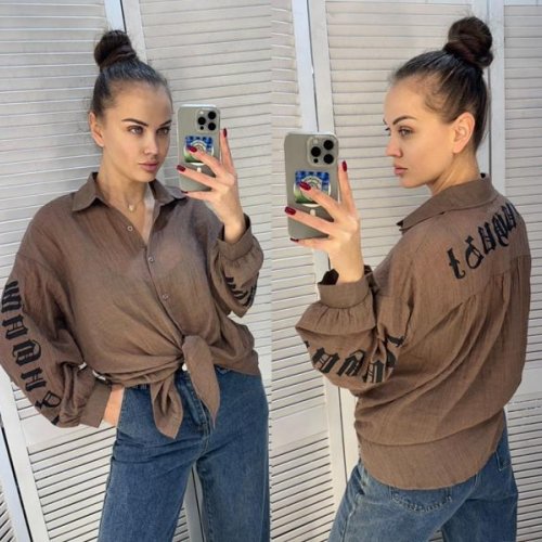 Рубашка Lora (one size) LR1238 brown (деми) Lora LR1238 brown