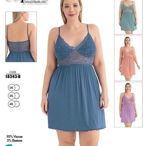 Ночнушка Trikotag (2XL-4XL) 18243B blue (лето) Trikotag 18243B blue