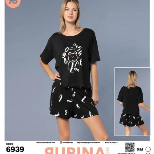Пижама Trikotag (S-XL) 6939 black (лето) Trikotag 6939 black