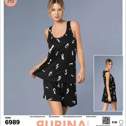 Пижама Trikotag (S-XL) 6989 black (лето) Trikotag 6989 black