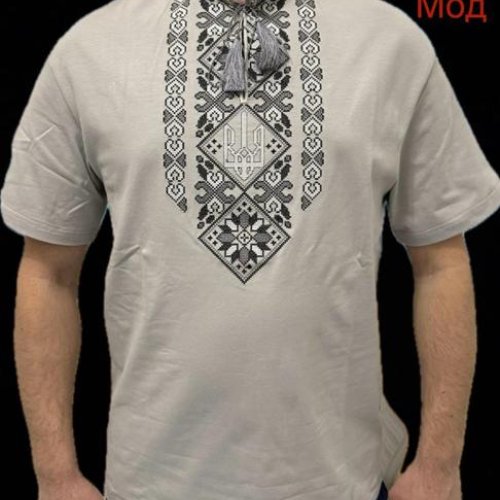 Вышиванка Надийка (S-3XL) ND776-016 grey (лето) Надийка ND776-016 grey