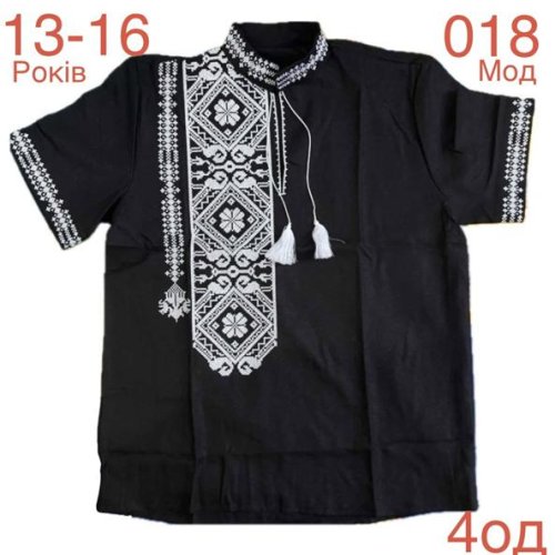 Вышиванка Надийка (13-16) ND809-018 black (лето) Надийка ND809-018 black