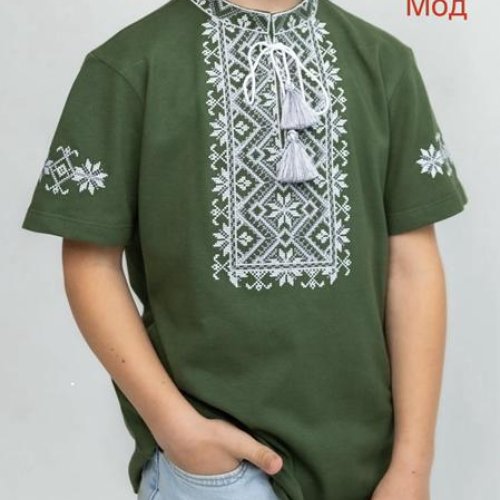 Вышиванка Надийка (116-152) ND841-428 khaki (лето) Надийка ND841-428 khaki