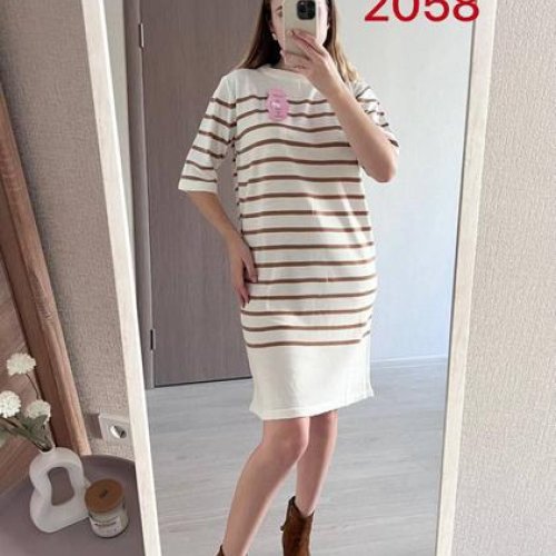 Платье FSN (44-48) 2058 white-brown (деми) FSN 2058 white-brown
