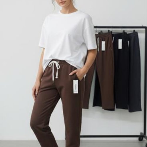 Штаны спорт Kenalin (3XL-6XL) 4962 brown (деми) Kenalin 4962 brown