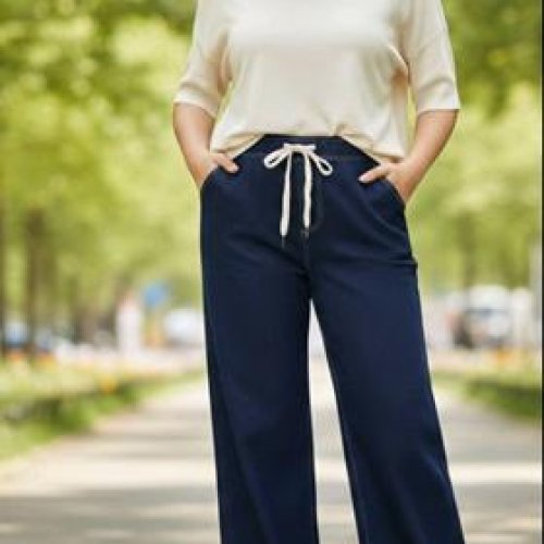 Штаны спорт Kenalin (2XL-7XL) 535-1 navy (деми) Kenalin 535-1 navy