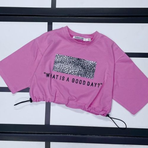 Топ Kosmy (128-152) 522 pink-black (лето) Kosmy 522 pink-black