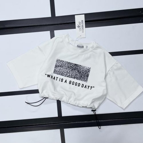 Топ Kosmy (128-152) 522 milk-black (лето) Kosmy 522 milk-black