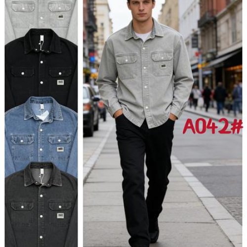 Рубашка Lina (M-3XL) A042 l.grey (деми) Lina A042 l.grey