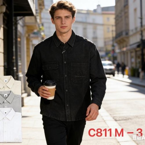 Рубашка Lina (M-3XL) C811 black (деми) Lina C811 black