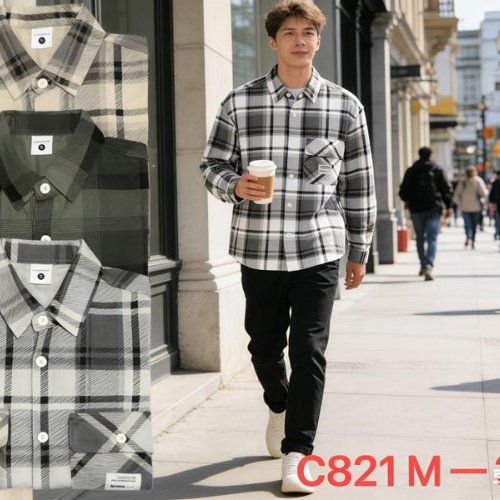 Рубашка Lina (M-3XL) C821 l.grey (деми) Lina C821 l.grey