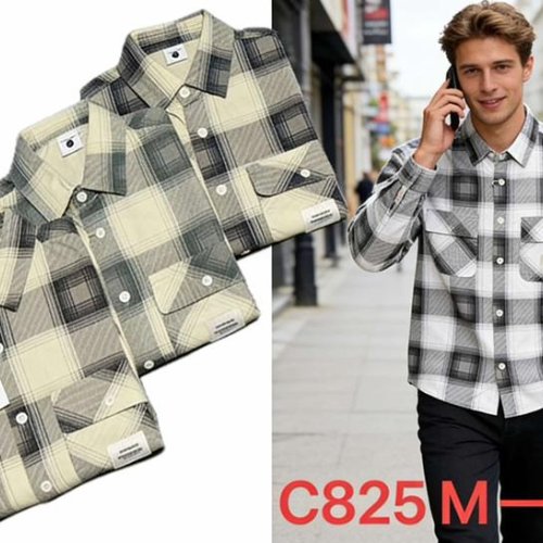 Рубашка Lina (M-3XL) C825 beige-grey (деми) Lina C825 beige-grey