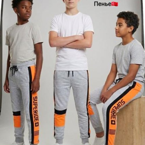 Штаны спорт AMZ (12-15) M0633 grey (деми) AMZ M0633 grey