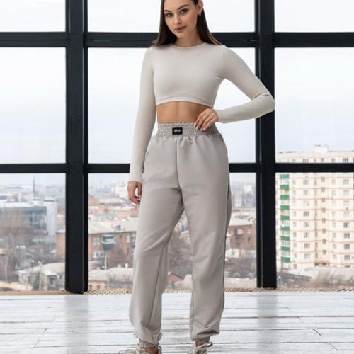 Штаны спорт AZNA (S-XL) Б314 beige (деми) AZNA Б314 beige