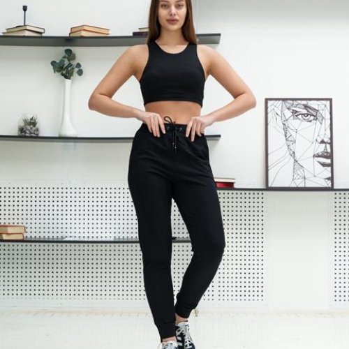 Штаны спорт AZNA (S-XL) Б42 black (деми) AZNA Б42 black