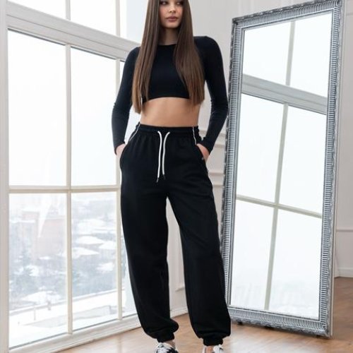 Штаны спорт AZNA (S-XL) Б81 black (деми) AZNA Б81 black