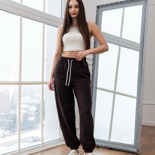 Штаны спорт AZNA (S-XL) Б81 chocolate (деми) AZNA Б81 chocolate