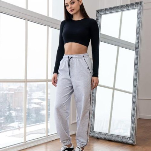 Штаны спорт AZNA (S-XL) Б81 l.grey (деми) AZNA Б81 l.grey