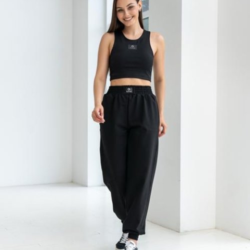 Штаны спорт AZNA (S-XL) Б98 black (деми) AZNA Б98 black