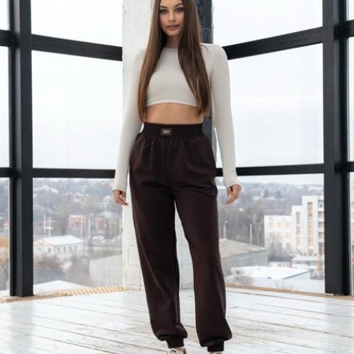 Штаны спорт AZNA (S-XL) Б98 chocolate (деми) AZNA Б98 chocolate