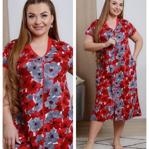 Халат Vehuiah (L-3XL) 232154 red (лето) Vehuiah 232154 red