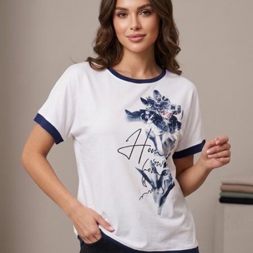 Футболка Elena&Vika (50-56) 25021 white-navy (лето) Elena&Vika 25021 white-navy